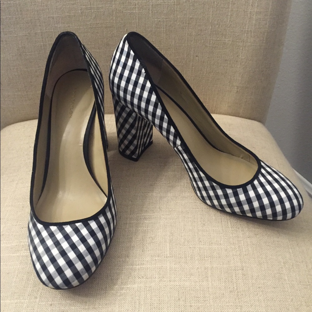 Ann Taylor Black & White Gingham Heels
